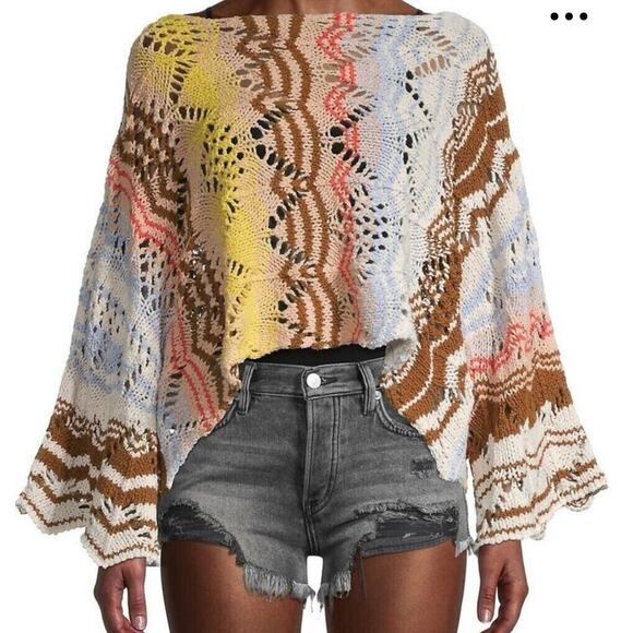 Free People Sweaters - Free People Sea Shine open knit Medium multicolor Knitted Sweater loose baggy
